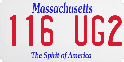 MA license plate 116UG2