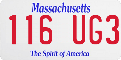 MA license plate 116UG3