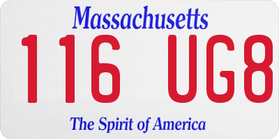MA license plate 116UG8