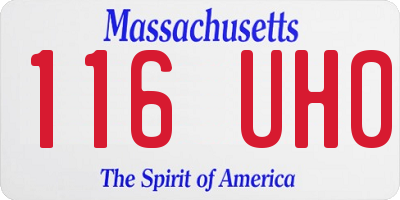 MA license plate 116UH0