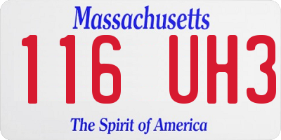MA license plate 116UH3