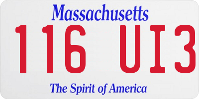 MA license plate 116UI3