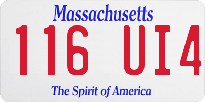 MA license plate 116UI4