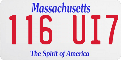 MA license plate 116UI7