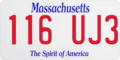 MA license plate 116UJ3
