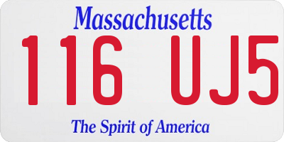 MA license plate 116UJ5