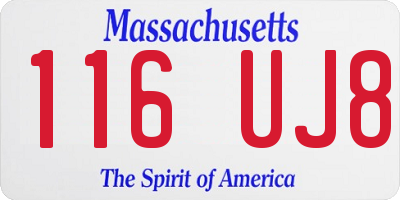 MA license plate 116UJ8