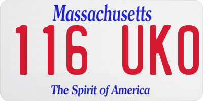 MA license plate 116UK0