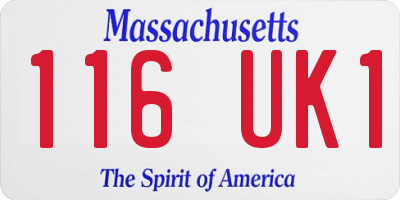MA license plate 116UK1
