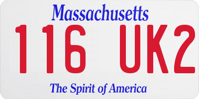 MA license plate 116UK2