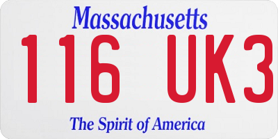 MA license plate 116UK3