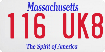 MA license plate 116UK8