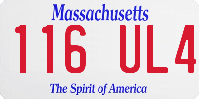 MA license plate 116UL4