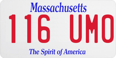 MA license plate 116UM0