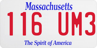 MA license plate 116UM3