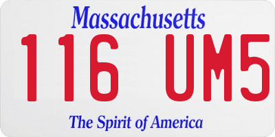 MA license plate 116UM5