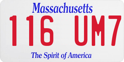 MA license plate 116UM7