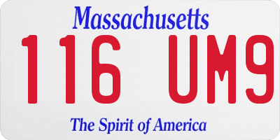 MA license plate 116UM9
