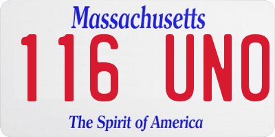 MA license plate 116UN0