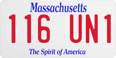 MA license plate 116UN1