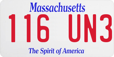 MA license plate 116UN3