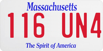 MA license plate 116UN4