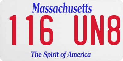 MA license plate 116UN8