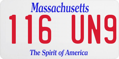 MA license plate 116UN9