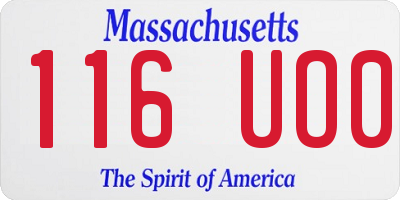 MA license plate 116UO0