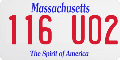 MA license plate 116UO2