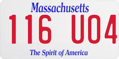 MA license plate 116UO4