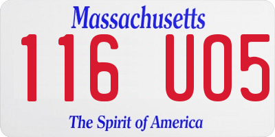 MA license plate 116UO5