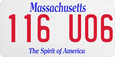 MA license plate 116UO6