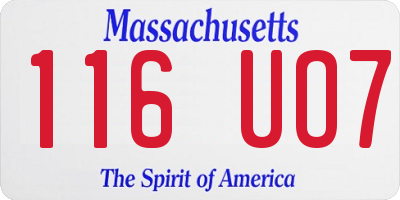 MA license plate 116UO7