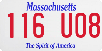 MA license plate 116UO8
