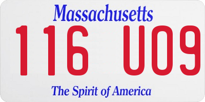 MA license plate 116UO9