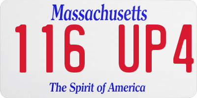 MA license plate 116UP4