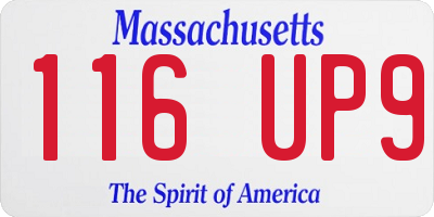 MA license plate 116UP9