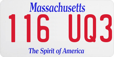 MA license plate 116UQ3