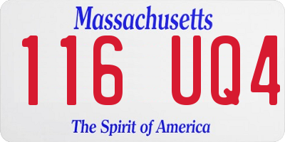 MA license plate 116UQ4
