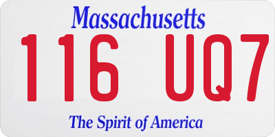 MA license plate 116UQ7