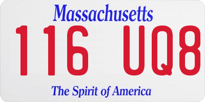 MA license plate 116UQ8