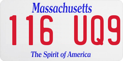 MA license plate 116UQ9