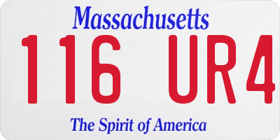 MA license plate 116UR4
