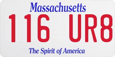 MA license plate 116UR8