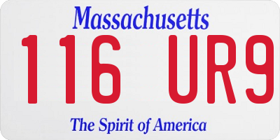 MA license plate 116UR9