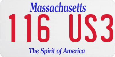 MA license plate 116US3