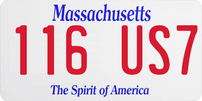 MA license plate 116US7