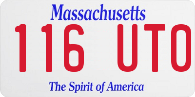 MA license plate 116UT0