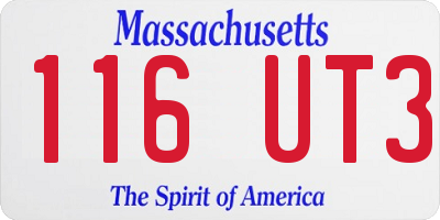 MA license plate 116UT3